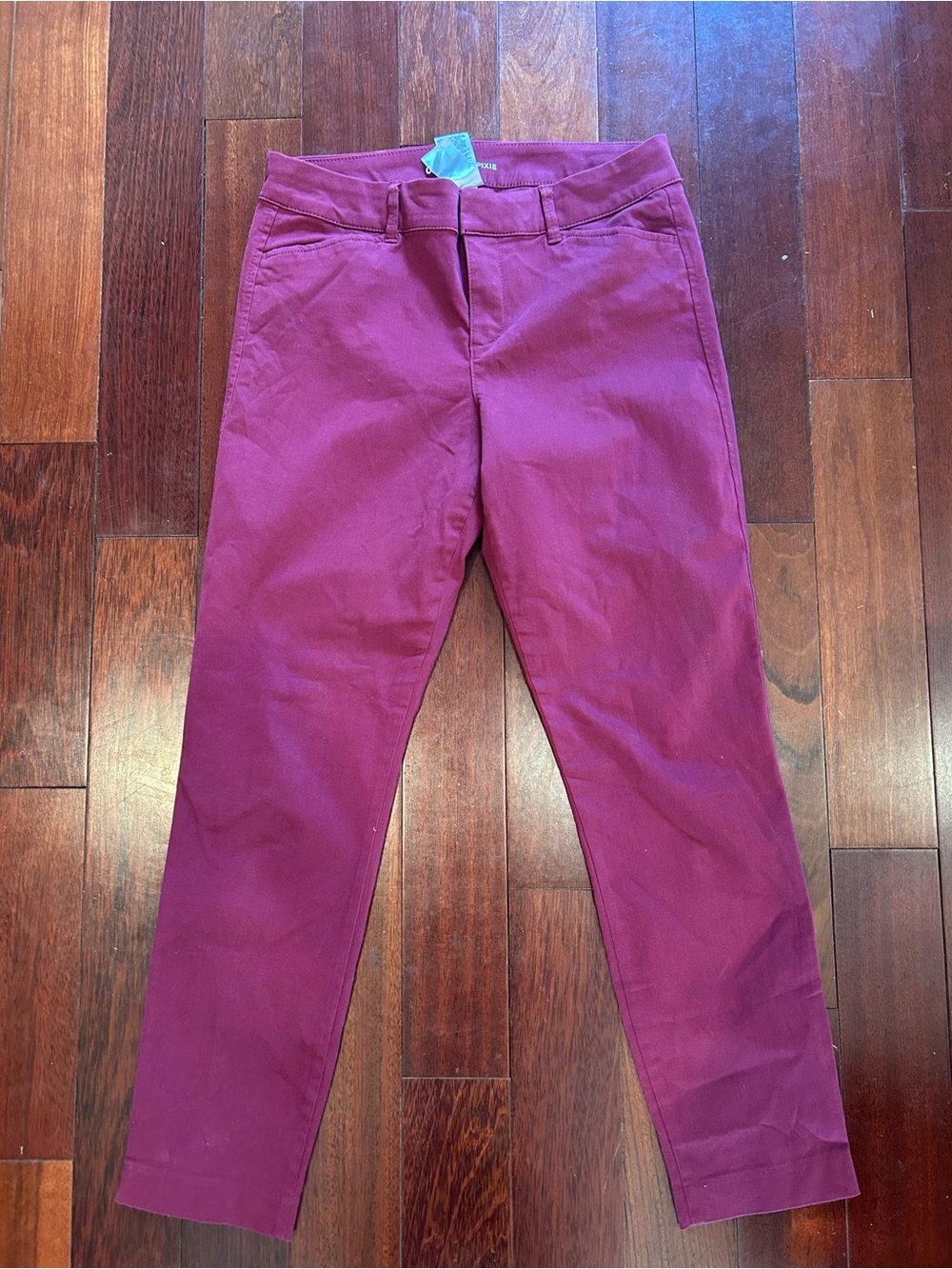 Old Navy Womens Pixie Berry Stretch Cotton Pants Mid Rise Straight Holiday Color